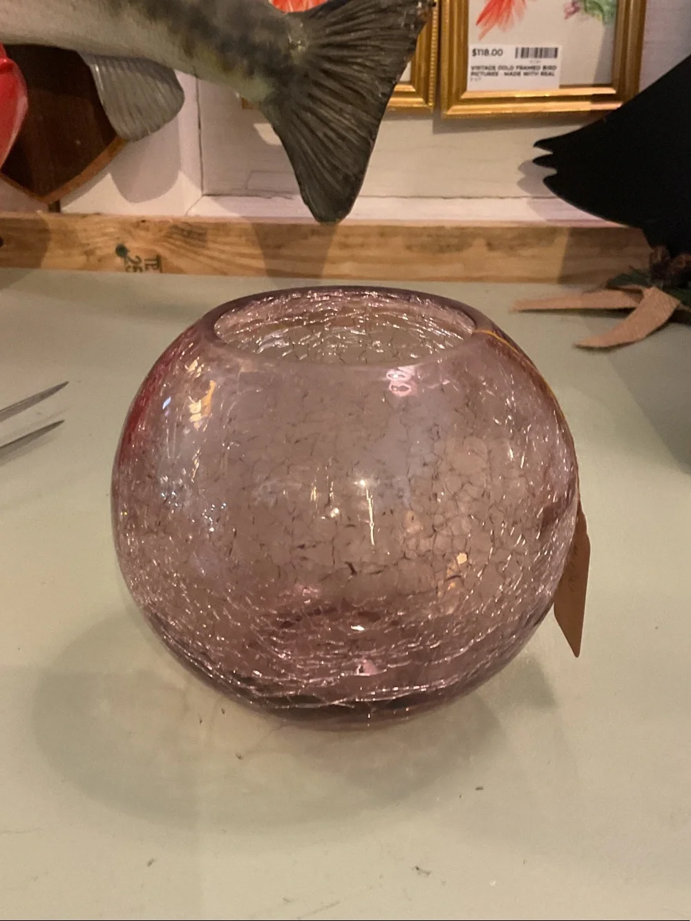 Pink Glitter Glass Decorative Bowl - Unbranded